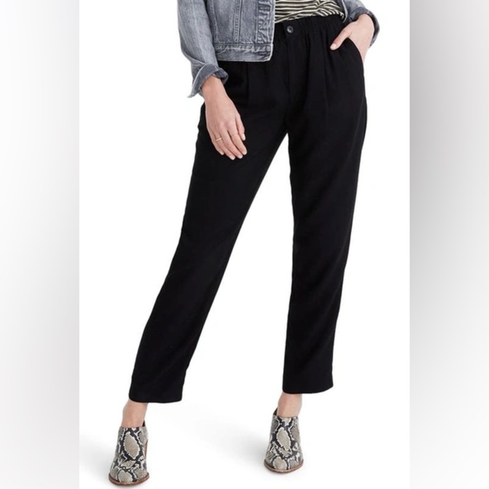Madewell Drapey Track Trousers in Black, Size Medium